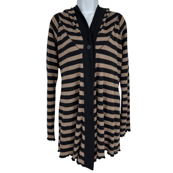Calvin Klein Striped Hooded Button Closure Long Sleeves Cardigan Size 2X - Picture 1 of 10